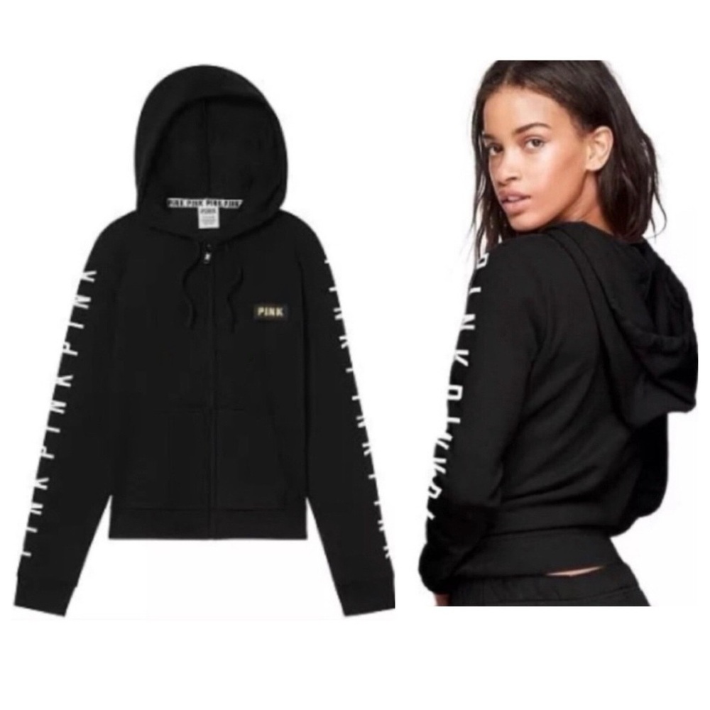 New Victoria's Secret Black Hoodie with White PINK Logo size M